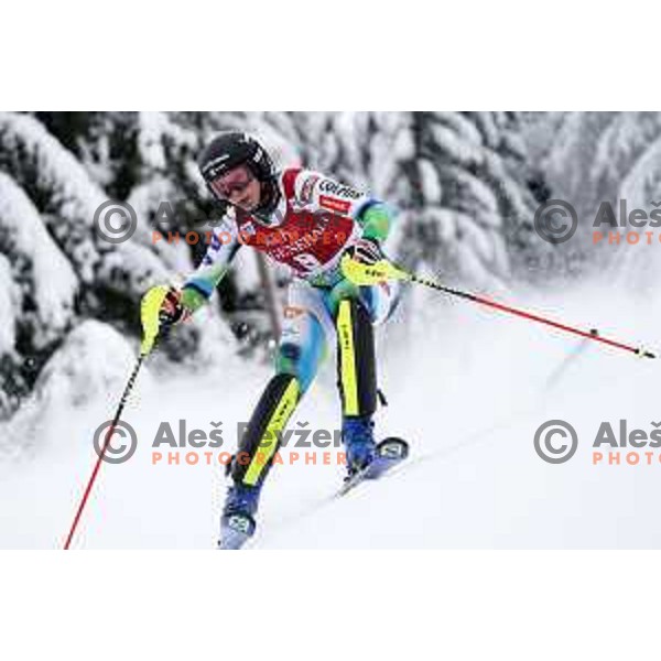 Ana Bucik (SLO) skiing in the first run of AUDI FIS Ski World Cup Slalom for 58.Golden Fox-Zlata Lisica 2022 in Kranjska gora, Slovenia on January 9, 2022