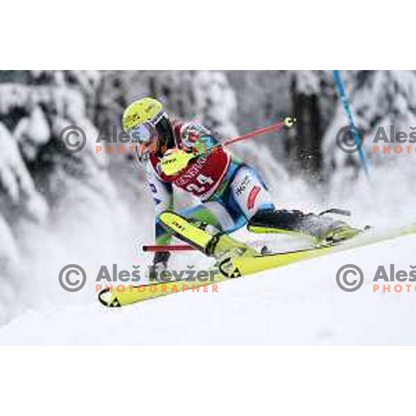 Neja Dvornik (SLO) skiing in the first run of AUDI FIS Ski World Cup Slalom for 58.Golden Fox-Zlata Lisica 2022 in Kranjska gora, Slovenia on January 9, 2022