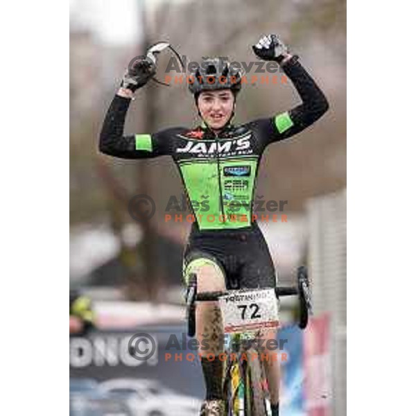 Asia Zontone, winner of Women\'s Elite race at Ciklokros Ljubljana 2021 at Hippodrome Stozice, Slovenia on December 26, 2021