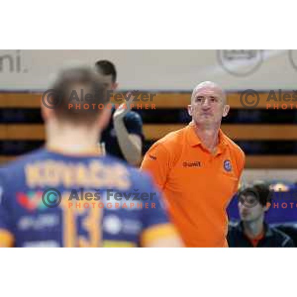 Head coach Mladen Kasic in action during eight-final of CEV Cup between ACH Volley (SLO) and Steaua Bucuresti (ROM) in Tivoli hall, Ljubljana on January 12, 2022