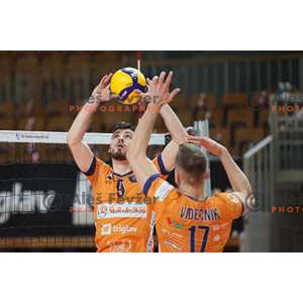 Vuk Todorovic in action during eight-final of CEV Cup between ACH Volley (SLO) and Steaua Bucuresti (ROM) in Tivoli hall, Ljubljana on January 12, 2022