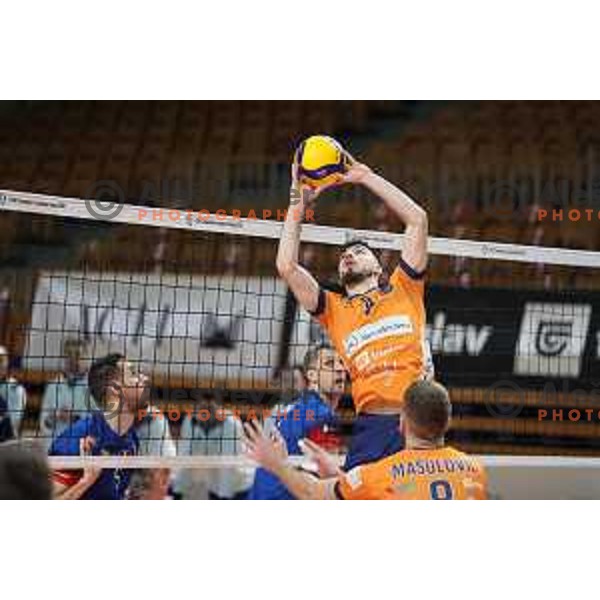 Vuk Todorovic in action during eight-final of CEV Cup between ACH Volley (SLO) and Steaua Bucuresti (ROM) in Tivoli hall, Ljubljana on January 12, 2022