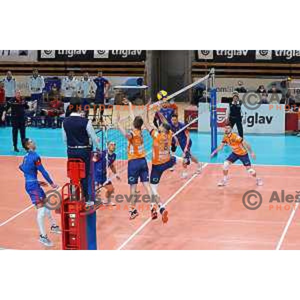 in action during eight-final of CEV Cup between ACH Volley (SLO) and Steaua Bucuresti (ROM) in Tivoli hall, Ljubljana on January 12, 2022