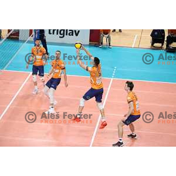 Alen Sket in action during eight-final of CEV Cup between ACH Volley (SLO) and Steaua Bucuresti (ROM) in Tivoli hall, Ljubljana on January 12, 2022