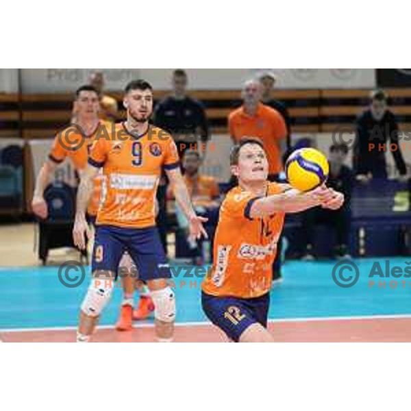 Jure Okroglic in action during eight-final of CEV Cup between ACH Volley (SLO) and Steaua Bucuresti (ROM) in Tivoli hall, Ljubljana on January 12, 2022