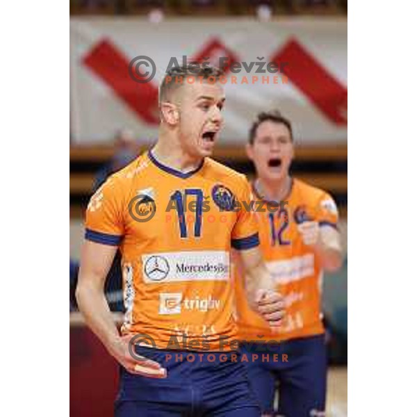 Matic Videcnik in action during eight-final of CEV Cup between ACH Volley (SLO) and Steaua Bucuresti (ROM) in Tivoli hall, Ljubljana on January 12, 2022
