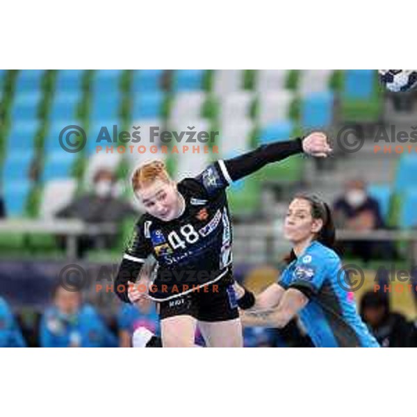 in action during EHF Champions League Women 2021-2022 handball match between Krim Mercator (SLO) and Odense (DEN) in Ljubljana, Slovenia on January 16, 2022