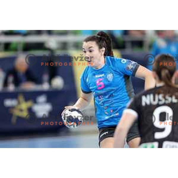 in action during EHF Champions League Women 2021-2022 handball match between Krim Mercator (SLO) and Odense (DEN) in Ljubljana, Slovenia on January 16, 2022