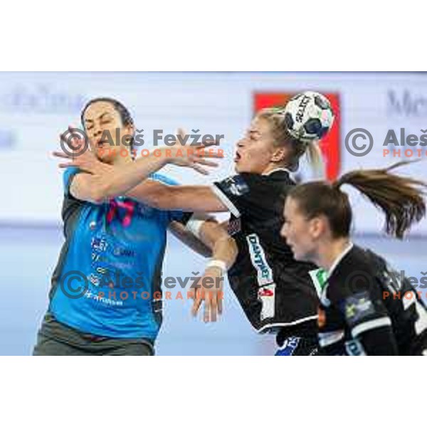 Andrea Lekic in action during EHF Champions League Women 2021-2022 handball match between Krim Mercator (SLO) and Odense (DEN) in Ljubljana, Slovenia on January 16, 2022