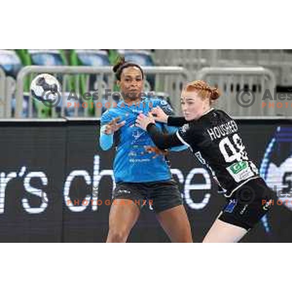 Allison Pineau in action during EHF Champions League Women 2021-2022 handball match between Krim Mercator (SLO) and Odense (DEN) in Ljubljana, Slovenia on January 16, 2022