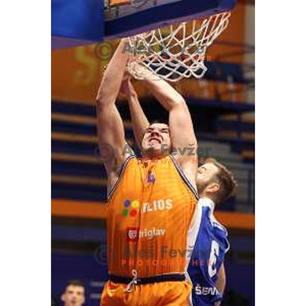 Bine Prepelic in action during Nova KBM league match between Helios Suns and Sentjur in Domzale, Slovenia on January 19, 2022