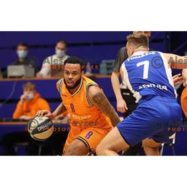 Carlbe Ervin in action during Nova KBM league match between Helios Suns and Sentjur in Domzale, Slovenia on January 19, 2022
