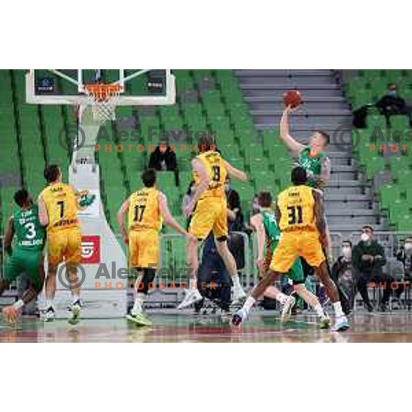 in action during 7days EuroCup regular season basketball match between Cedevita Olimpija and Gran Canaria in Stozice, Arena, Ljubljana, Slovenia on January 19, 2022