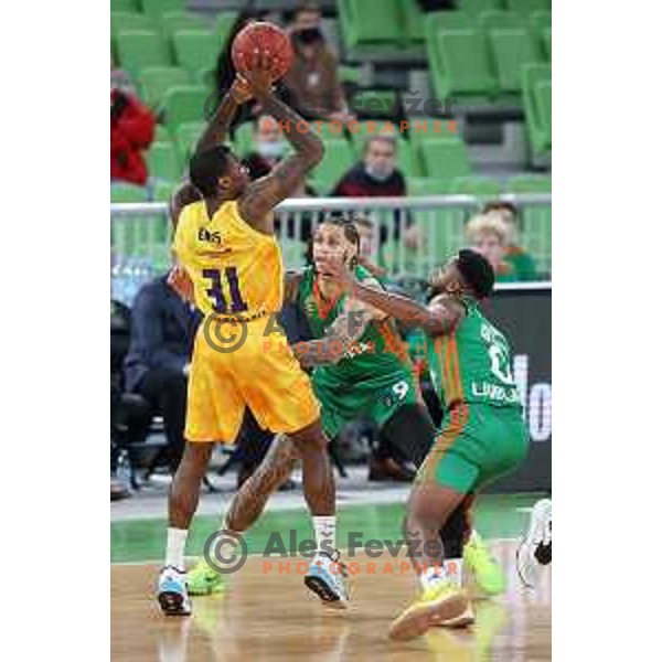 Dylan Ennis and Zach Auguste in action during 7days EuroCup regular season basketball match between Cedevita Olimpija and Gran Canaria in Stozice, Arena, Ljubljana, Slovenia on January 19, 2022