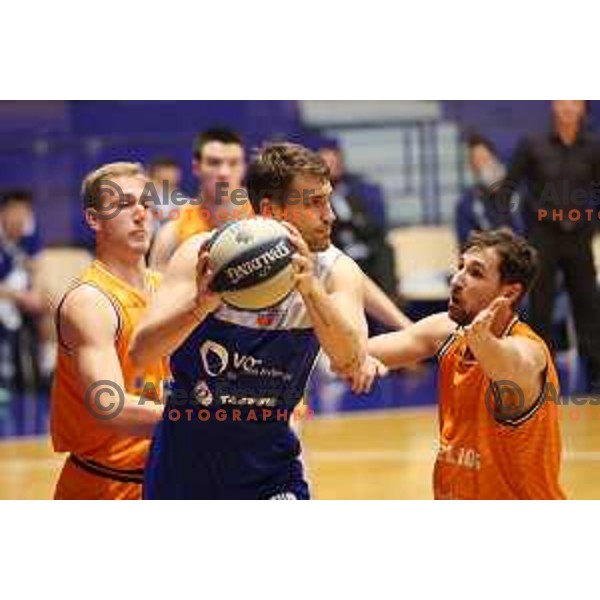 Rene Grdadolnik and Tadej Ferme in action during Nova KBM league match between Helios Suns and Sentjur in Domzale, Slovenia on January 19, 2022