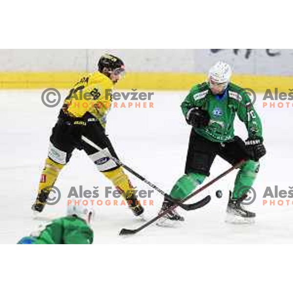 Rok Kapel of SZ Olimpija in action during IceHL match between SZ Olimpija and Vienna Capitals in Ljubljana, Slovenia on January 21, 2022