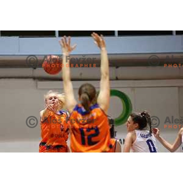 Manca Vesel in action during 1.SKL women basketball match between Derby Jezica and Tosama Ledita, Slovenia on January 25, 2022