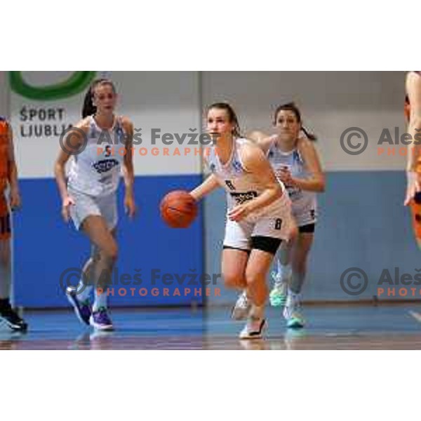 Ema Lapajne in action during 1.SKL women basketball match between Derby Jezica and Tosama Ledita, Slovenia on January 25, 2022