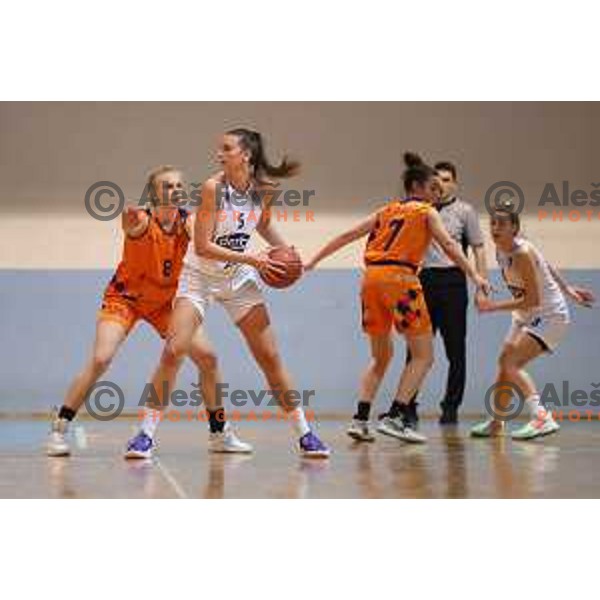 action during 1.SKL women basketball match between Derby Jezica and Tosama Ledita, Slovenia on January 25, 2022