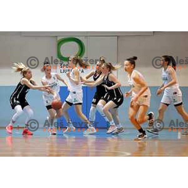 in action during 1.SKL women basketball match between Akson Ilirija and VBO Maribor in Ljubljana, Slovenia on January 26, 2022