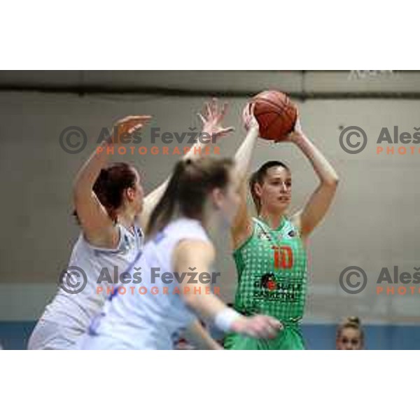 in action during 1.SKL women basketball match between Derby Jezica and Grosuplje in Ljubljana, Slovenia on January 29, 2022