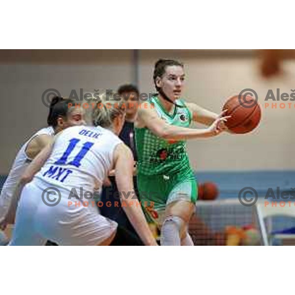 in action during 1.SKL women basketball match between Derby Jezica and Grosuplje in Ljubljana, Slovenia on January 29, 2022