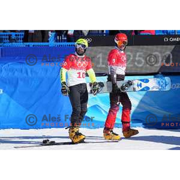 Tim Mastnak and Zan Kosir (SLO) compete in Men\'s Snowboard Parallel Giant Slalom in Zhangjiakou Genting Snow Park, Beijing 2022 Winter Olympic Games, China on February 8, 2022
