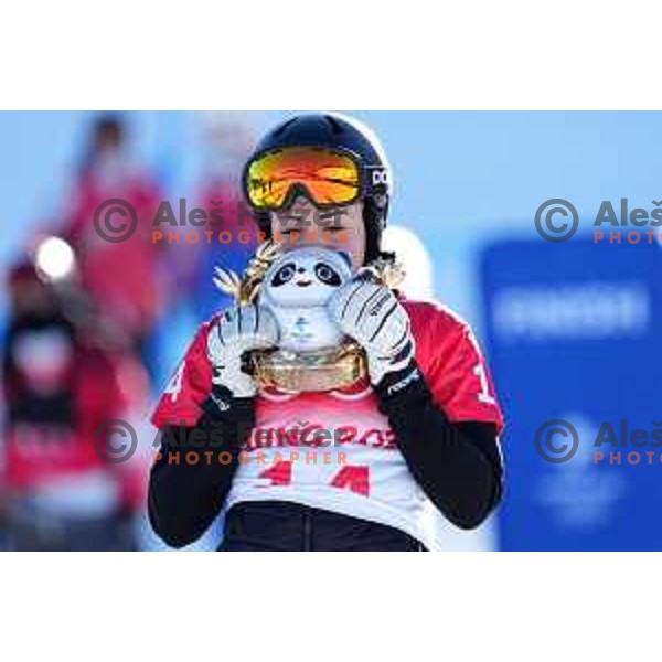 Gloria Kotnik of Slovenia, Olympic Bronze medalist in Women\'s Snowboard Parallel Giant Slalom in Zhangjiakou Genting Snow Park, Beijing 2022 Winter Olympic Games, China on February 8, 2022