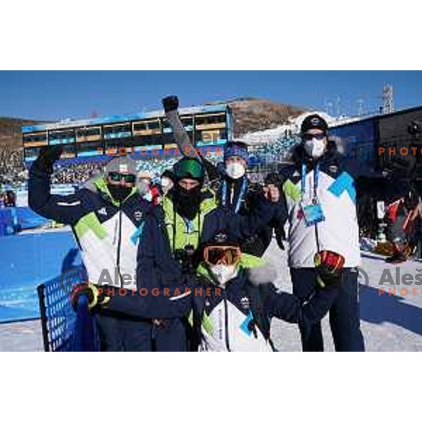Slovenian team at Snowboard Parallel Giant Slalom in Zhangjiakou Genting Snow Park, Beijing 2022 Winter Olympic Games, China on February 8, 2022
