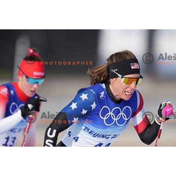 Rosie Brennan (USA) competes in Women\'s Cross-Country 10 km Classic in Zhnagjiakou at Beijing 2022 Winter Olympic Games, China on February 10, 2022 