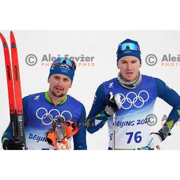 Miha Simenc and Vili Crv (SLO) compete in Men\'s Cross-Country 15 km Classic in Zhnagjiakou at Beijing 2022 Winter Olympic Games, China on February 11, 2022