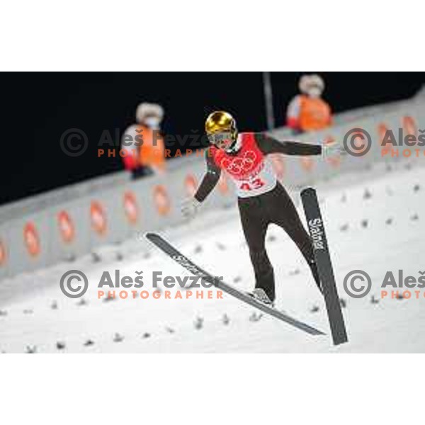 Lovro Kos (SLO) competes in Qualification of Men\'s Large Hill Ski Jumping in Zhnagjiakou at Beijing 2022 Winter Olympic Games, China on February 11, 2022