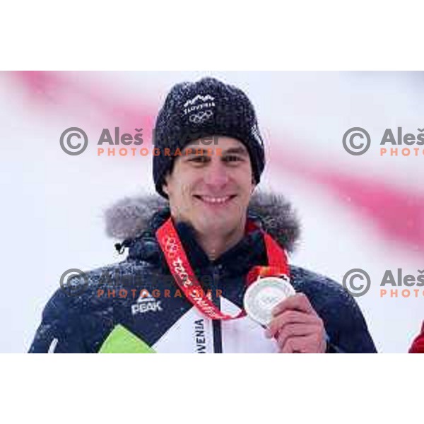 Zan Kranjec(SLO), Olympic silver medalist in Men\'s Giant slalom in Yanging National Alpine Centre, Beijing 2022 Winter Olympic Games, China on February 13, 2022