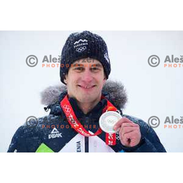 Zan Kranjec (SLO), Olympic silver medalist in Men\'s Giant slalom in Yanging National Alpine Centre, Beijing 2022 Winter Olympic Games, China on February 13, 2022