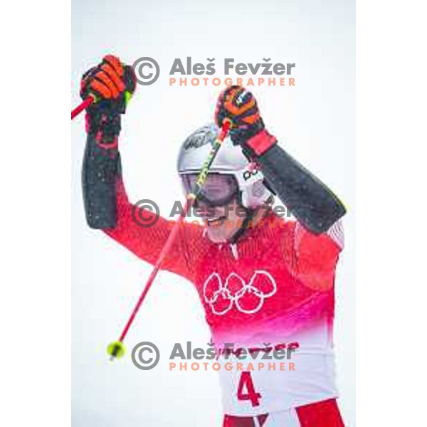 Marco Odermatt (SUI), Olympic gold medalist in Men\'s Giant slalom in Yanging National Alpine Centre, Beijing 2022 Winter Olympic Games, China on February 13, 2022