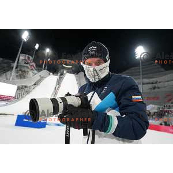 Ales Fevzer, the only accredited photographer from Slovenia who covered all summer and winter Olympic games since 1992 ( 17 in total) at Ski Jumping Men’s Team Competition in Zhangjiakou venue of Beijing 2022 Winter Olympic Games, China on February 14, 2022