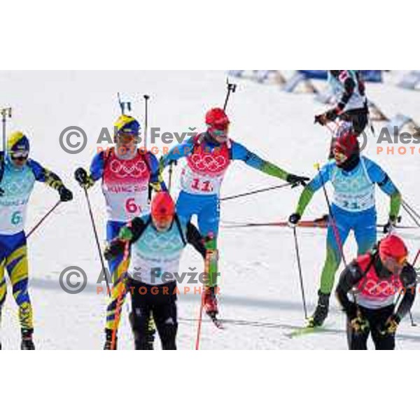 Miha Dovzan and Jakov Fak of Slovenia competes in Men’s Biathlon Team relay 4x7.5 km in Zhangjiakou venue of Beijing 2022 Winter Olympic Games, China on February 15, 2022