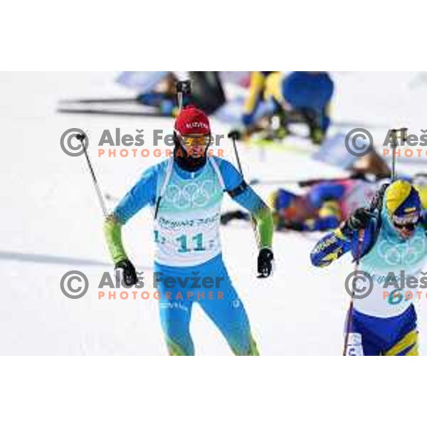 Jakov Fak of Slovenia competes in Men’s Biathlon Team relay 4x7.5 km in Zhangjiakou venue of Beijing 2022 Winter Olympic Games, China on February 15, 2022 