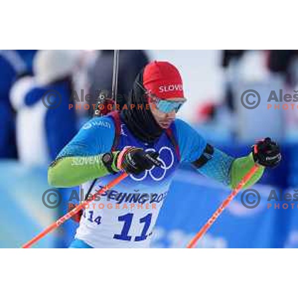 Rok Trsan of Slovenia competes in Men’s Biathlon Team relay 4x7.5 km in Zhangjiakou venue of Beijing 2022 Winter Olympic Games, China on February 15, 2022 