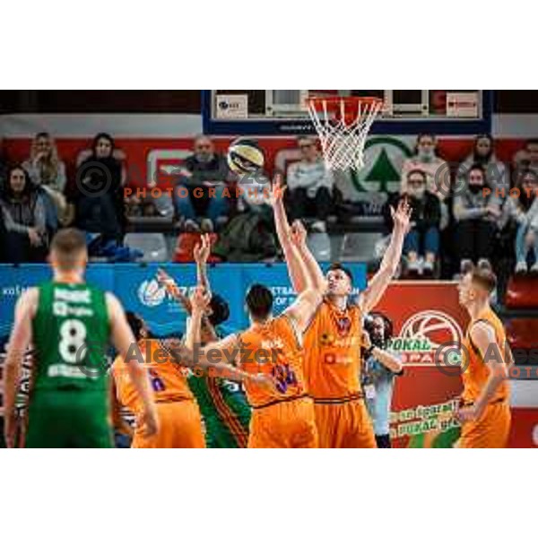 in action during Spar Cup finals basketball match between Cedevita Olimpija and Helios Suns in Kodeljevo, Ljubljana, Slovenia on February 18, 2022. Photo: Jure Banfi/www.alesfevzer.com