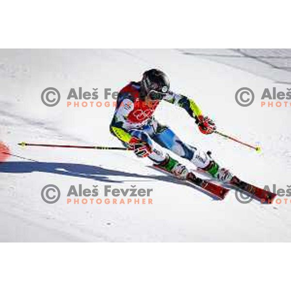 Tina Robnik Of Slovenia competes in Mix Team Parallel race in Yanging National Alpine Centre, Beijing 2022 Winter Olympic Games, China on February 20, 2022