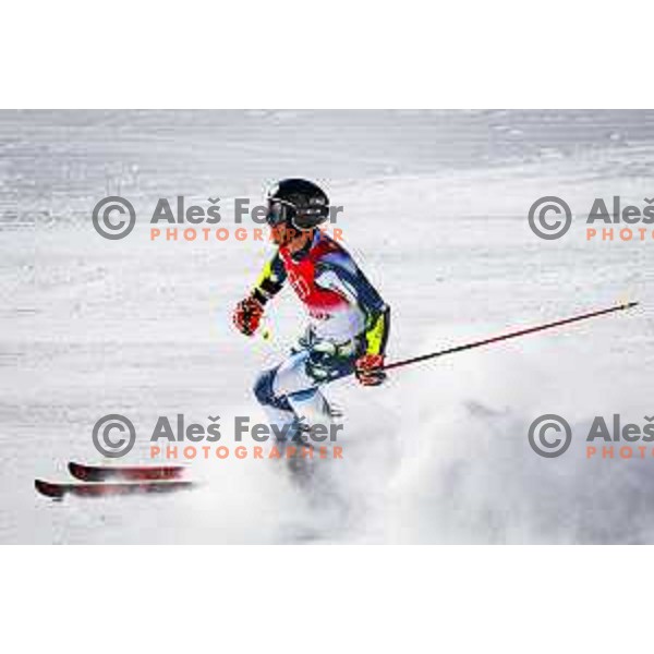 Zan Kranjec Of Slovenia competes in Mix Team Parallel race in Yanging National Alpine Centre, Beijing 2022 Winter Olympic Games, China on February 20, 2022