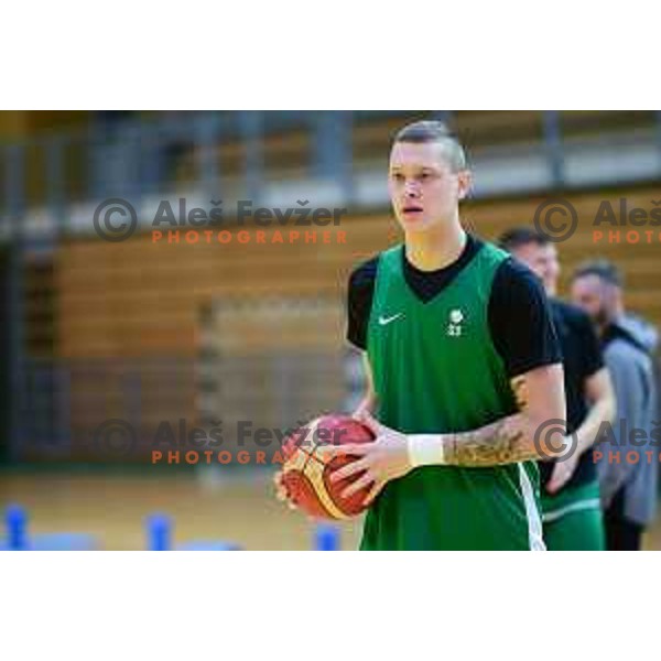 Jurij Macura of Slovenia National basketball team during practice session in Koper on February 21, 2022