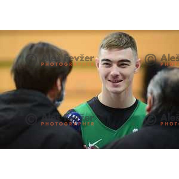Ziga Samar of Slovenia National basketball team during practice session in Koper on February 21, 2022
