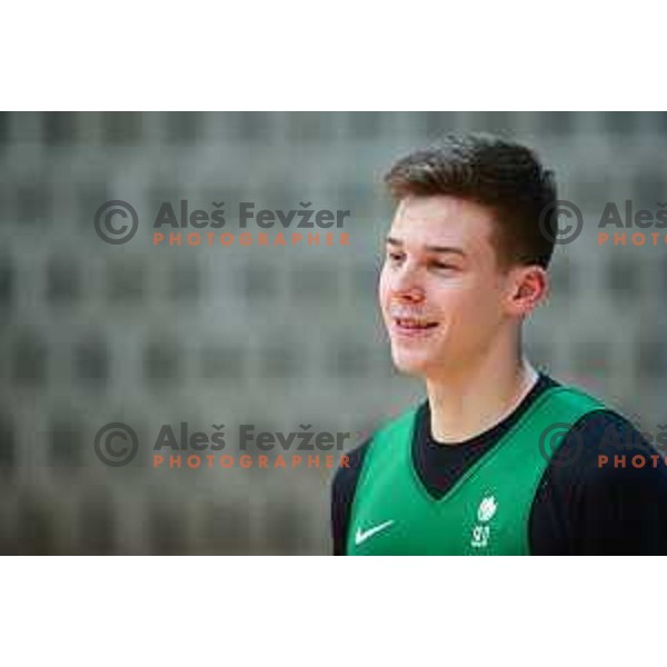 Luka Scuka of Slovenia National basketball team during practice session in Koper on February 21, 2022