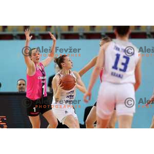 Rebeka Abramovic of Triglav and Lea Bartelme in action during Final of Slovenian Women’s Cup between Cinkarna Celje and Triglav in Maribor , Slovenia on March 6, 2022