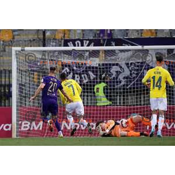 Loren Maruzin and Azbe Jug in action during Prva Liga Telemach 2021-2022 football match between Maribor and Bravo in Maribor , Slovenia on March 6, 2022