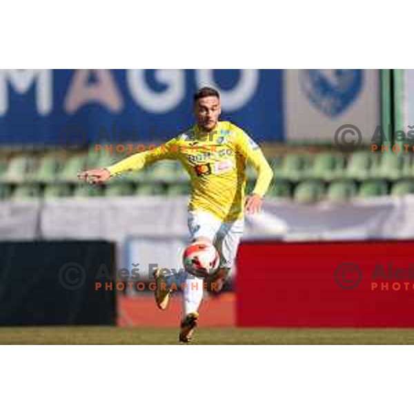 Gregor Bajde in action during Prva Liga Telemach 2021-2022 football match between Bravo and Tabor CB 24 Sezana in Ljubljana , Slovenia on March 9, 2022
