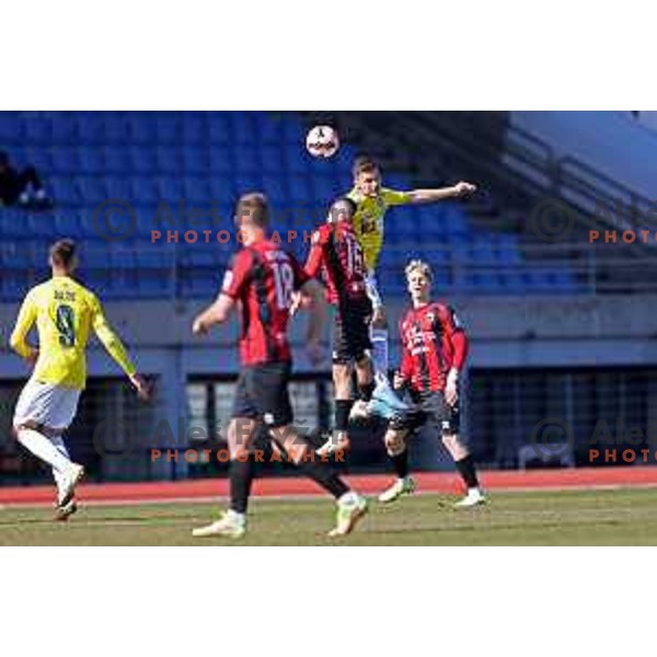 In action during Prva Liga Telemach 2021-2022 football match between Bravo and Tabor CB 24 Sezana in Ljubljana , Slovenia on March 9, 2022