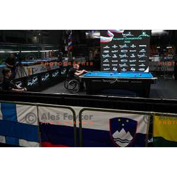 Matej Brajkovic (SLO) competes at European Pool Championship presented by Dynamic Billard in Tri Lilije hall, Lasko, Slovenia on March 10, 2022 